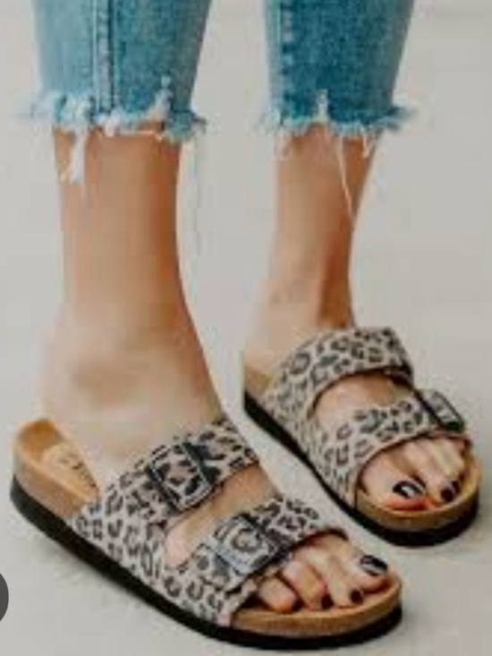 Naot Shoes - Naot Santa Barbara Sandal Cheetah Leopard Print Double-Strap Slide Sandals Sz L6
